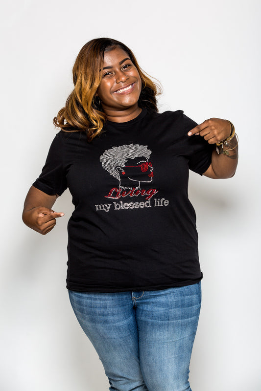 Living My Blessed Life Bling Tee