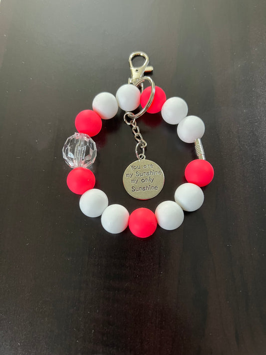 Pink & White Wristlet Key Chain